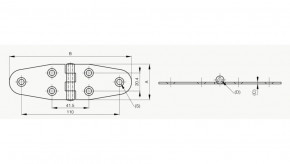 Scharnier für Bootindustrie 40.1 x 137.3 mm; Edelstahl (1.4401)