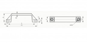 Ziehgriff 122 mm mit Bohrung für Sechskantschraube; Polyamid sw