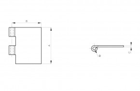 Modulo-Scharnierflügel A=120, B=30, C=5 mm; Stahl unbehandelt